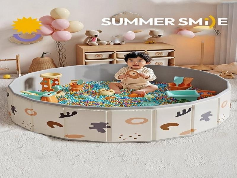 مسبح رمل أطفال قابل للطي للاستخدام الآمن والممتع في اللعب الخارجي.